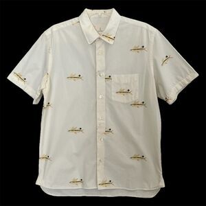 La Paz Shirt Flying Fish Allover Print Mens M Cotton Button Up Upscale Casual